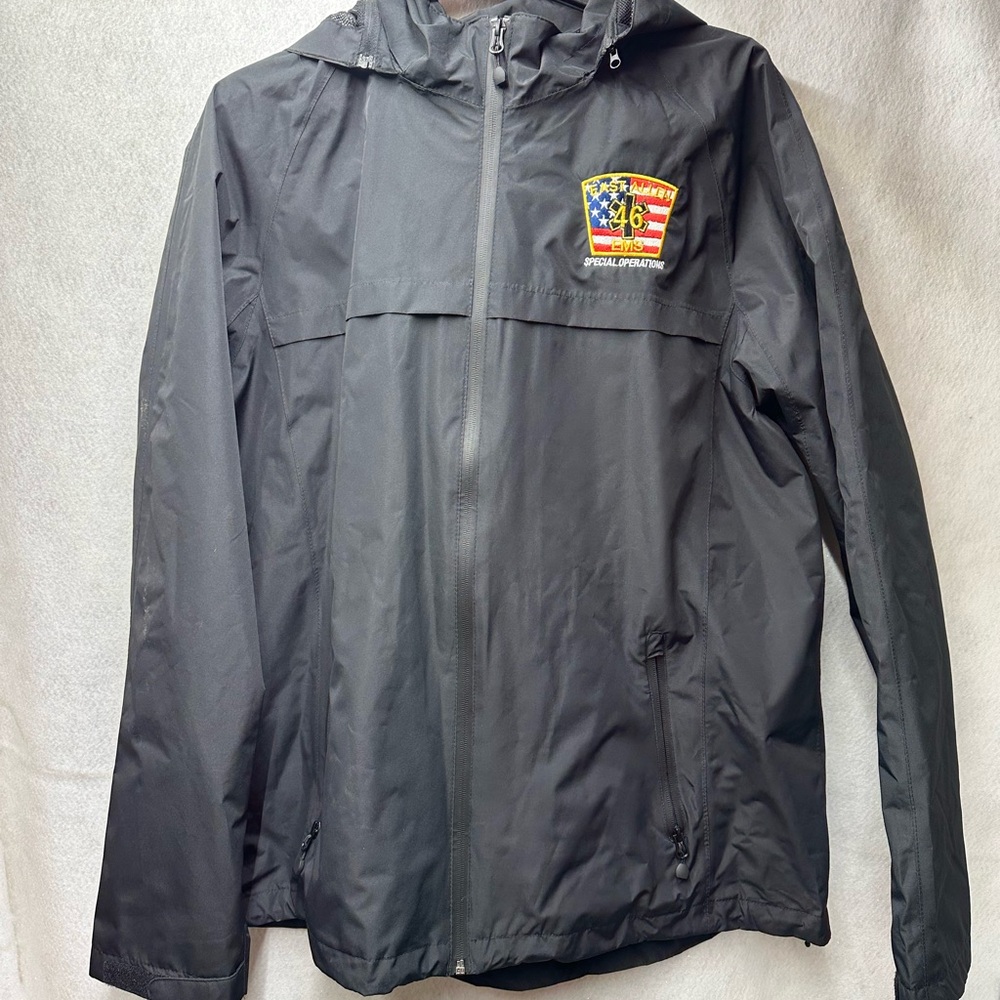 Port Authority Black Custom Rain Jacket EMS Fire Rescue Mens 2XL